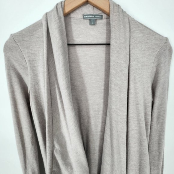 James Perse Soft Angora Blend Long Sleeve Open Cardigan Heather Grey Small / 1 - Picture 2 of 11